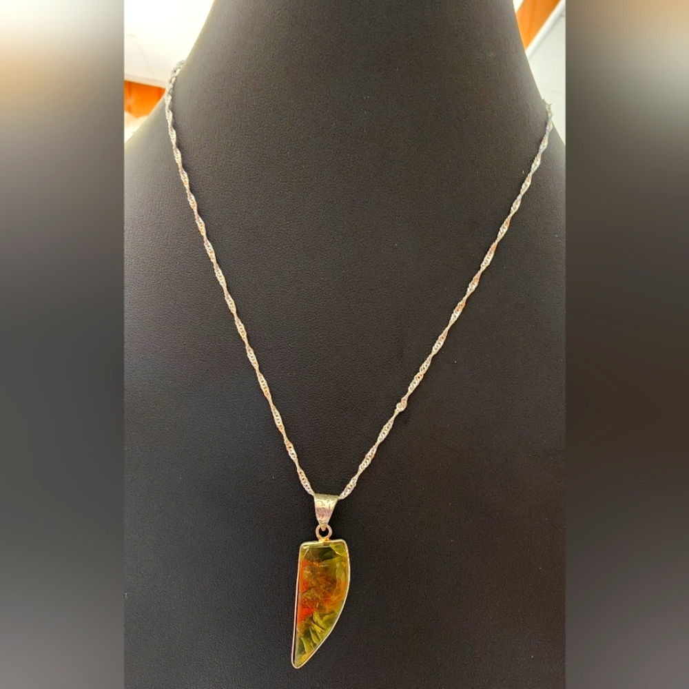 STUNNING Artisan Handmade Olivine Necklace & Earring Set 20"+3" Adjustable Chain